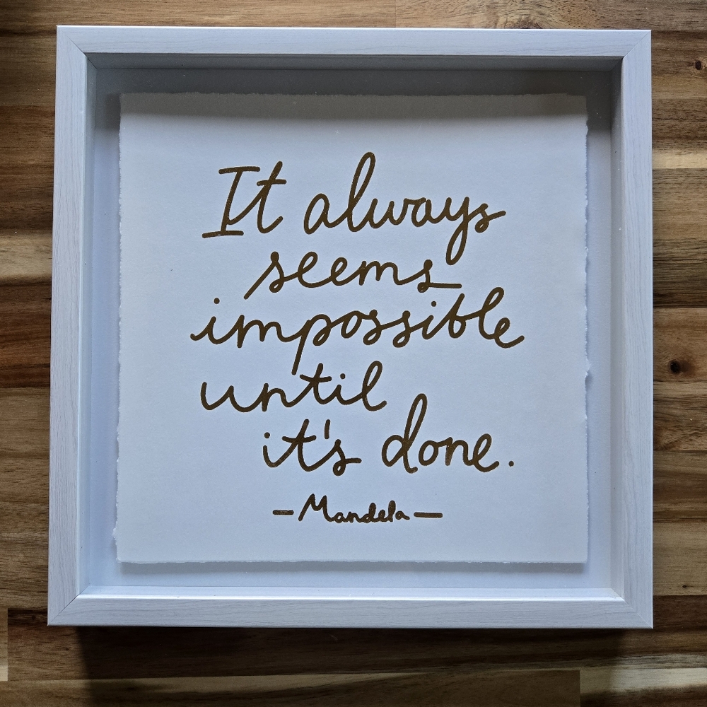 Nelson Mandela Inspirational Quote Motivational Shadow Box Art Home Office Decor